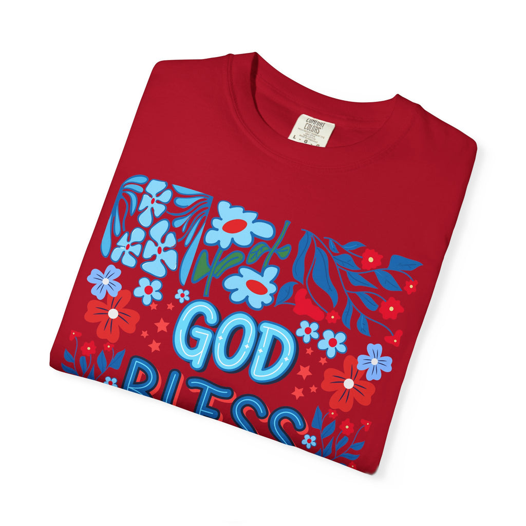 God Bless America Floral Tee