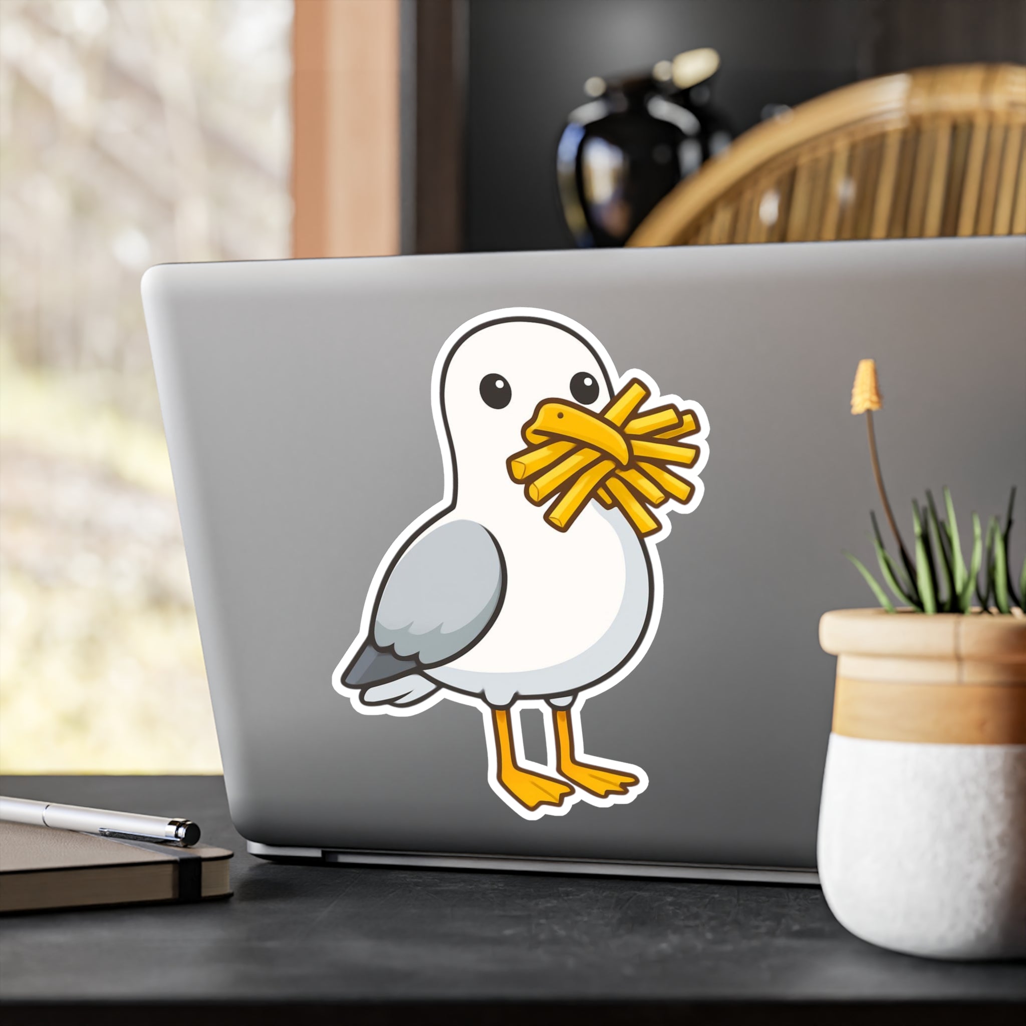 Seagull with Fries Kiss-Cut Vinyl Decal Sticker