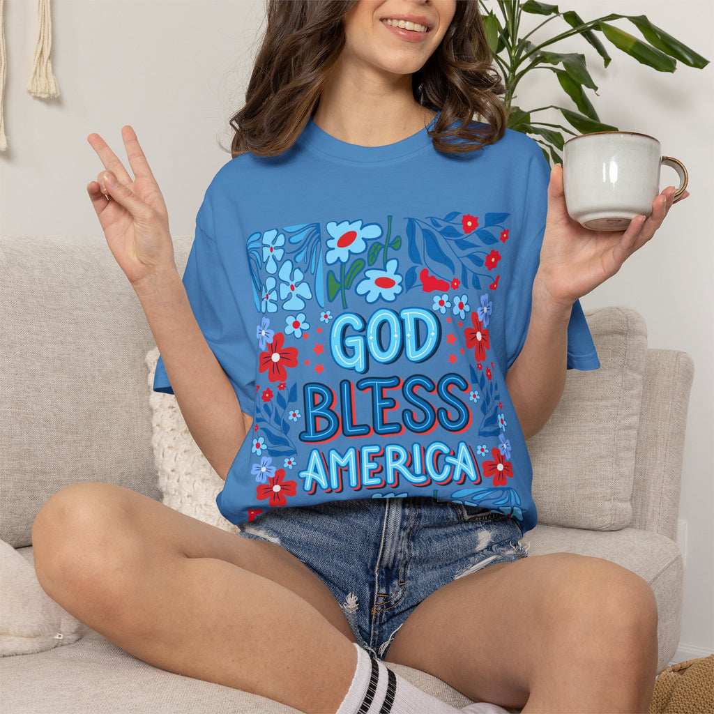 God Bless America Floral Tee