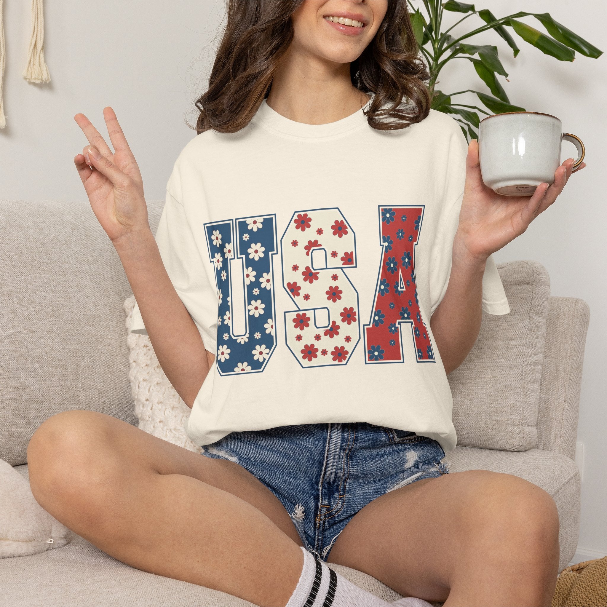 USA Floral Tee