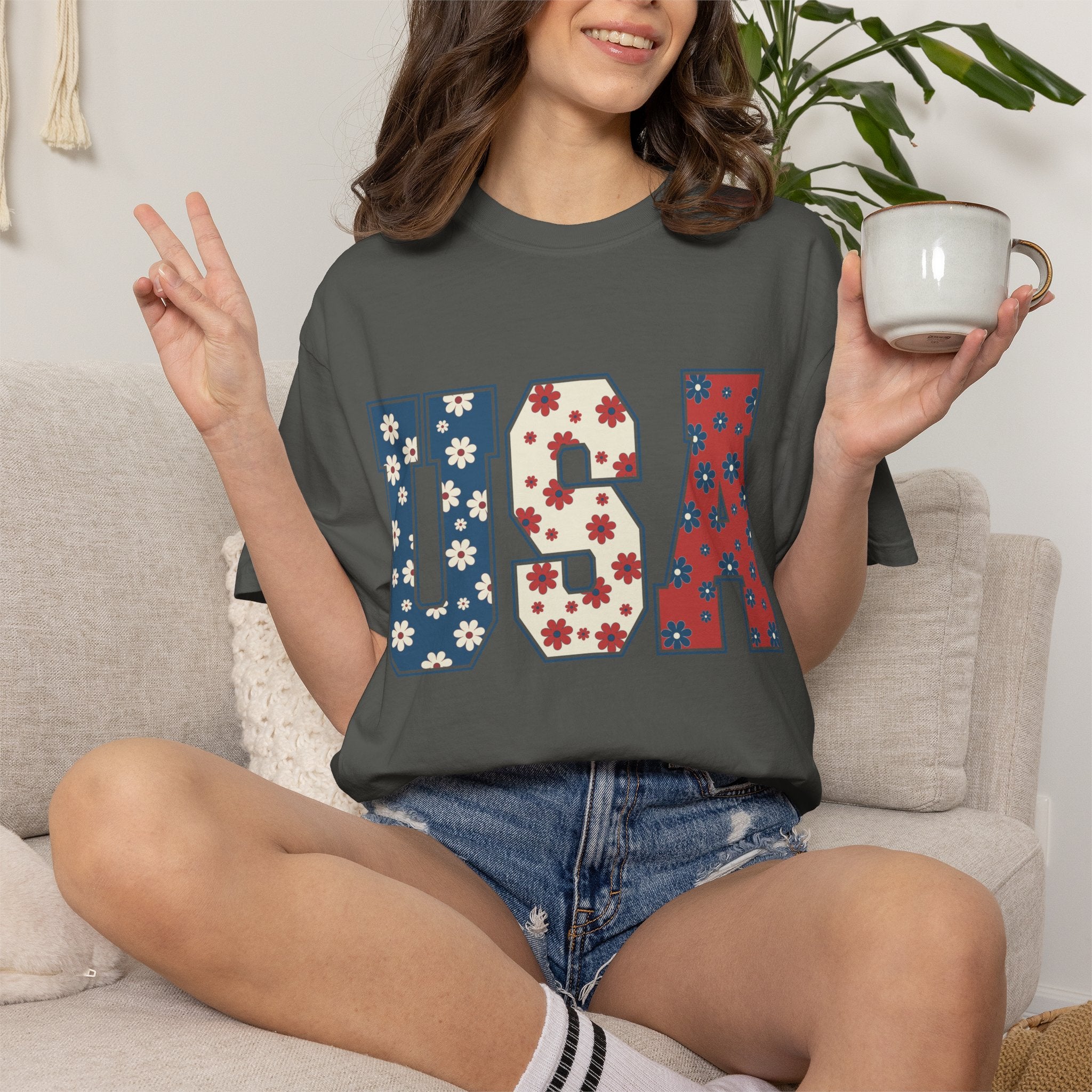 USA Floral Tee