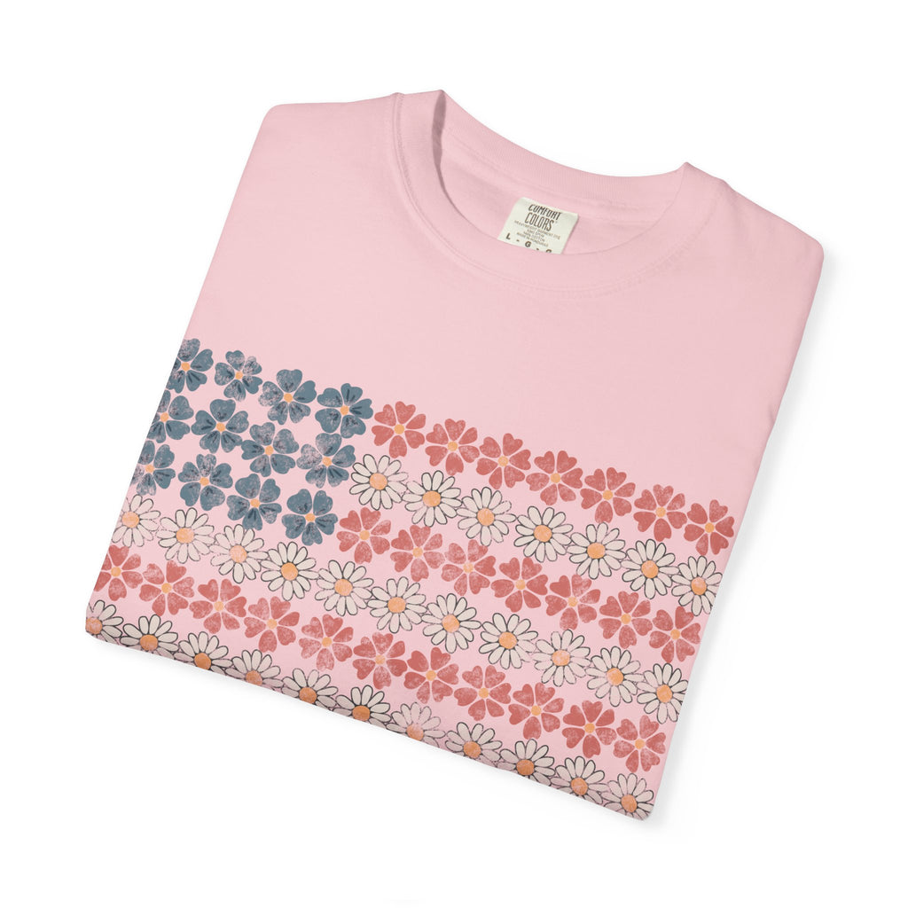 Floral American Flag USA Tee