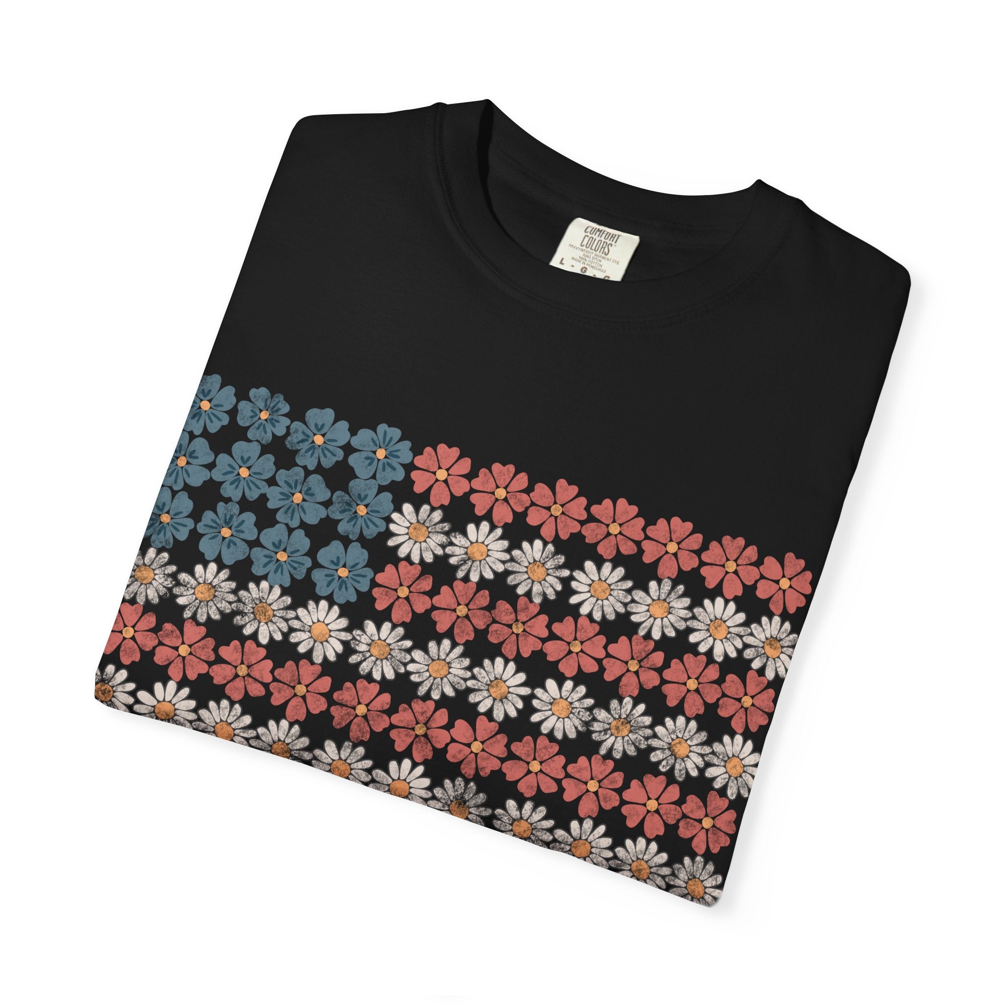 Floral American Flag USA Tee