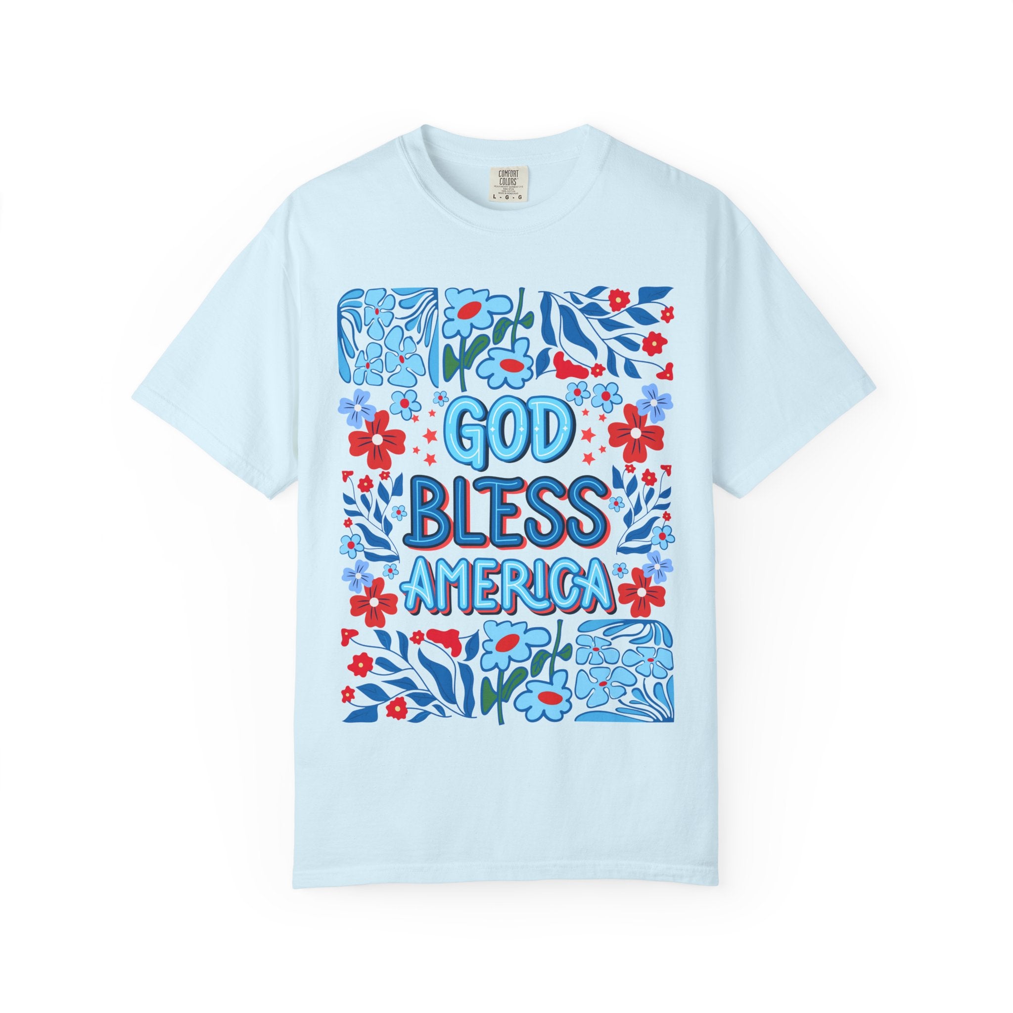 God Bless America Floral Tee