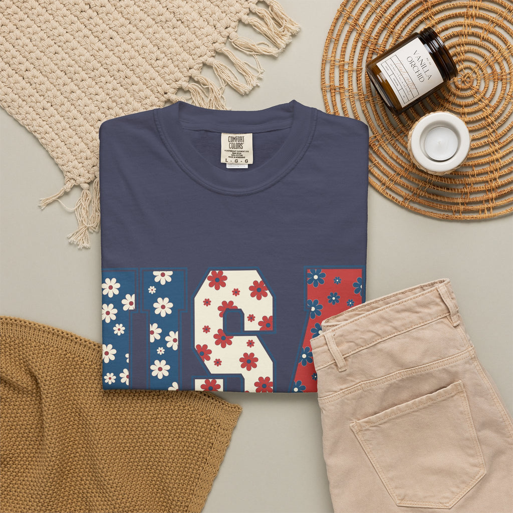 USA Floral Tee