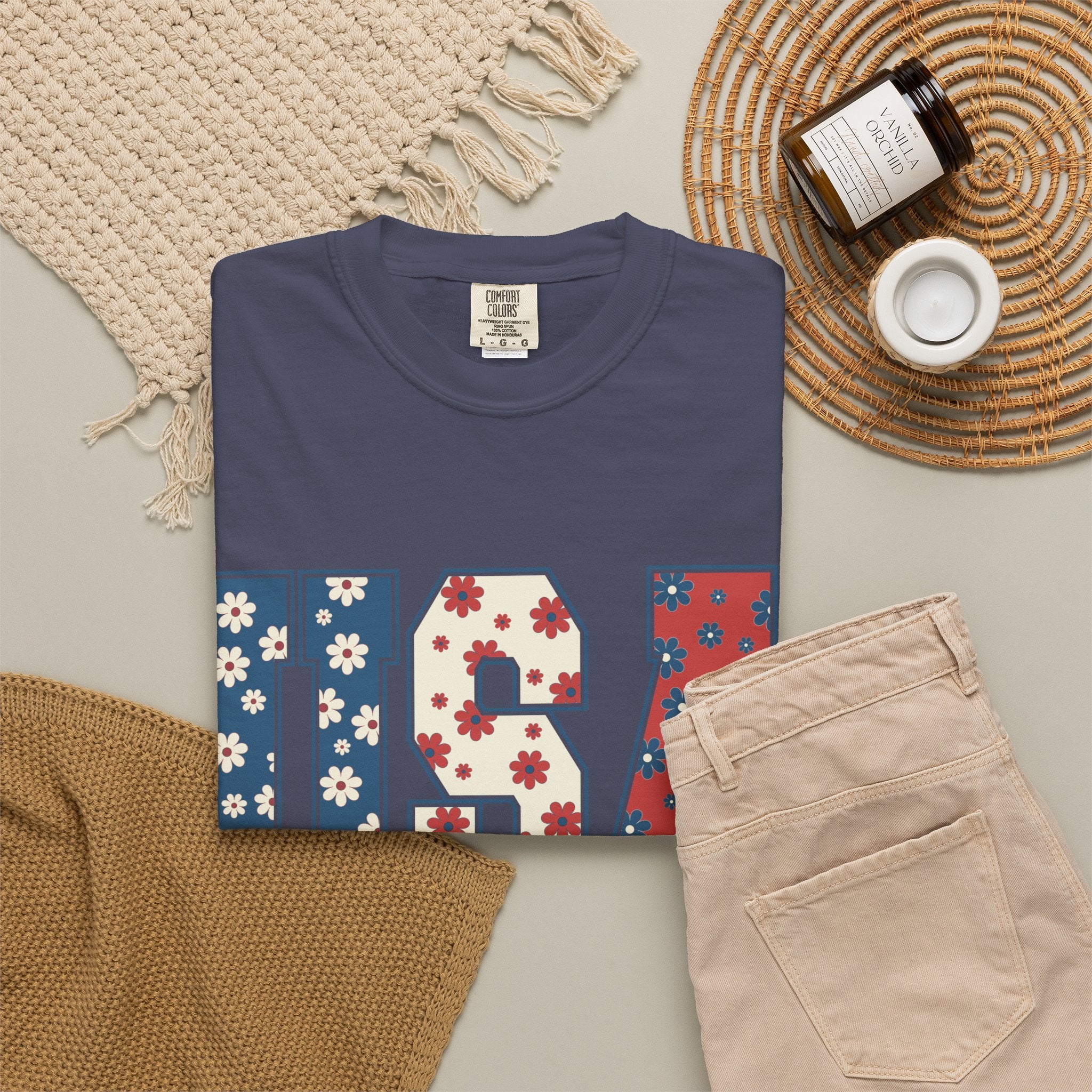 USA Floral Tee