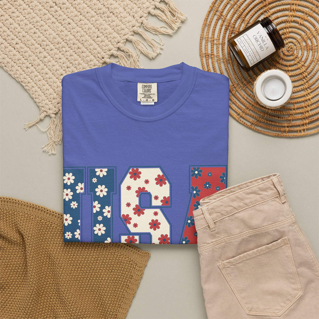 USA Floral Tee